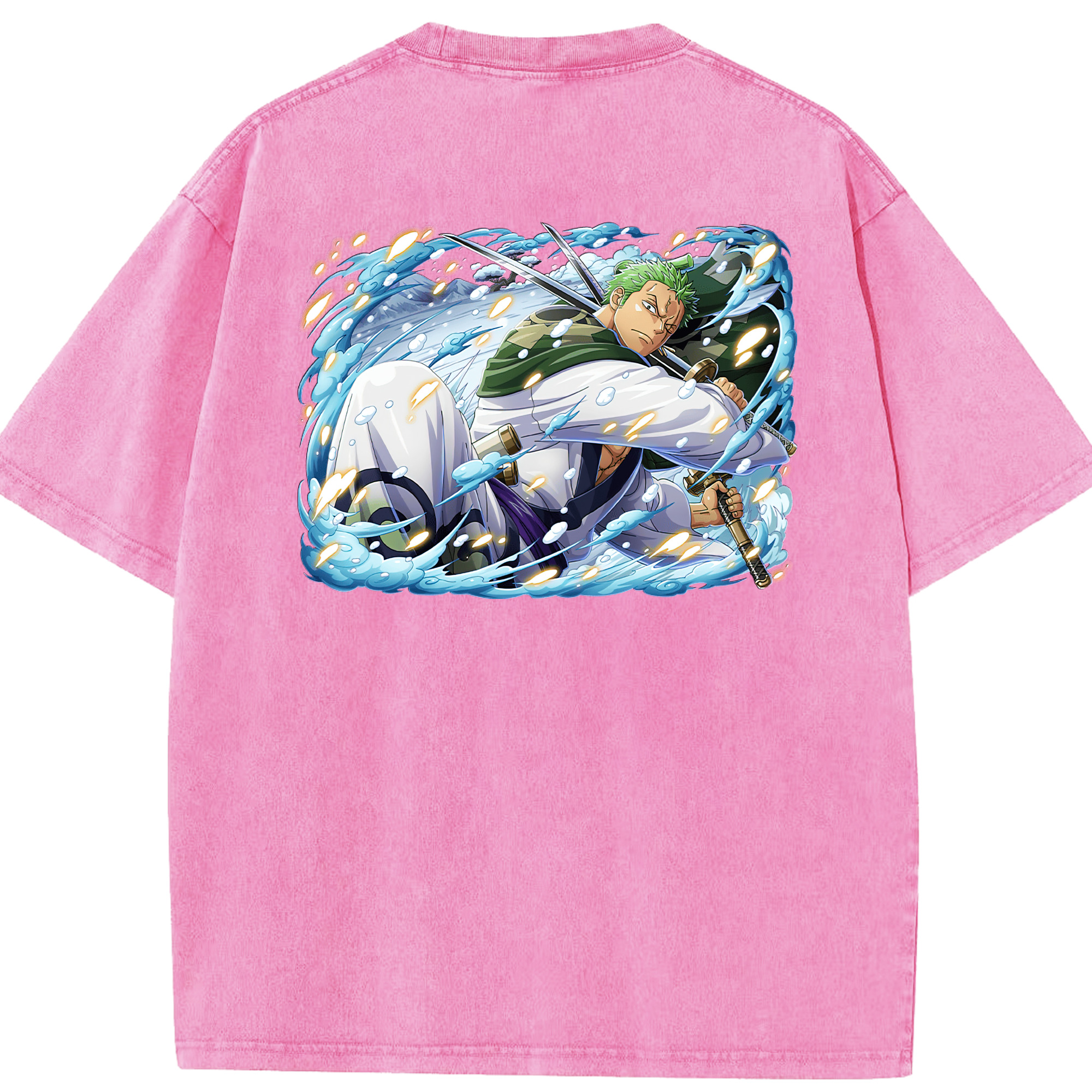 ワンピース ロロノア・ゾロ ONE PIECE Roronoa Zoro 綿100% ヴィンテージ風 半袖Tシャツ（背面プリント）